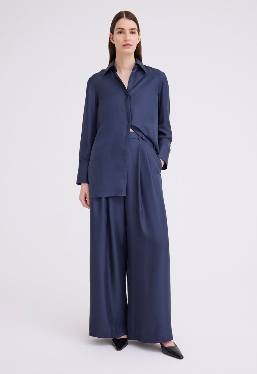 Jac + Jack Iver Silk Twill Shirt - Sly Blue